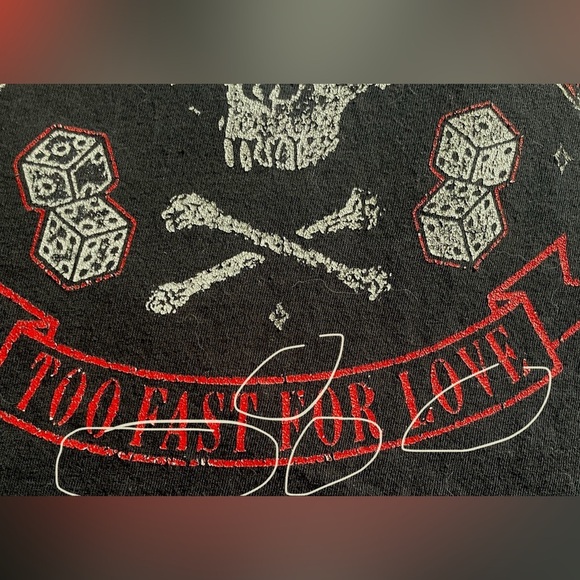 Vintage Altered Mötley Crüe ‘Too Fast For Love’ Graphic Band Tee in Black sz L - Picture 5 of 5